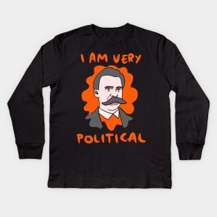 Funny Nietzsche I Am Very Political Kids Long Sleeve T-Shirt